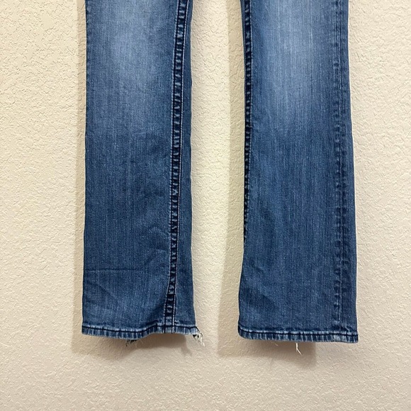 MISS ME Distressed Bootcut Jeans w Flap Pockets Rhinestone Gems #JP6122B - Picture 5 of 16